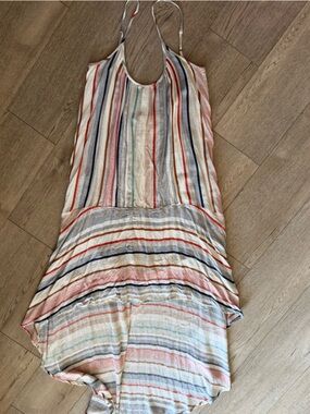 lovestitch Cream High Low maxi with Red  & Navy Stripes